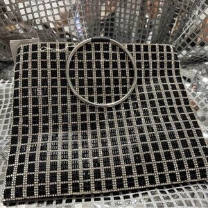 Elegant Black and Silver Rhinestone Clutch